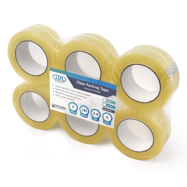 Idl Packaging Packing Tape, 2"x2.6 milx110 Yd. Clear, PK6 R-1226-110-2 - main